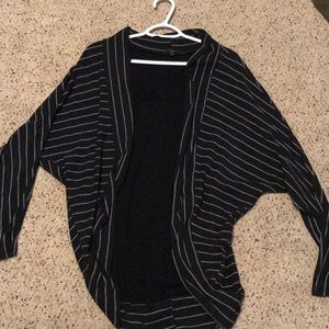 Black and white striped dolman sleeve cardigan